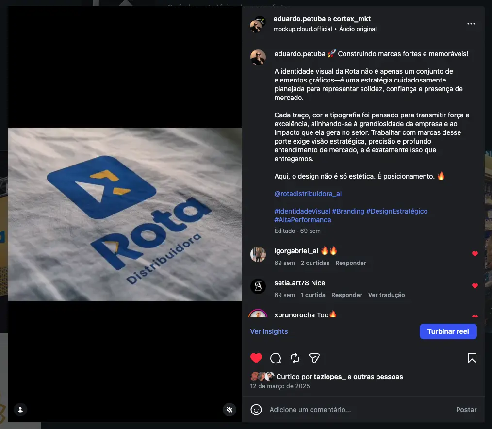 Aplicação real da identidade visual da Rota Distribuidora em tecido